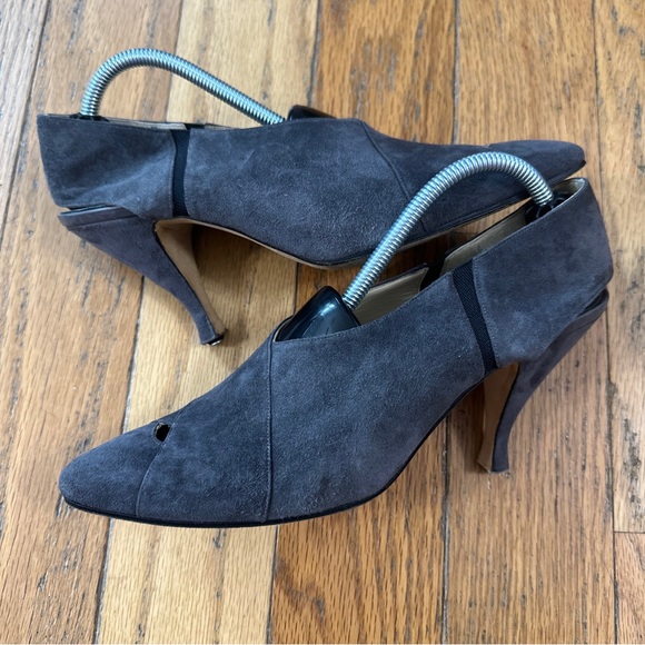Manolo Blahnik Gray Suede Leather Shoe Booties Size 39.5 - Picture 6 of 10